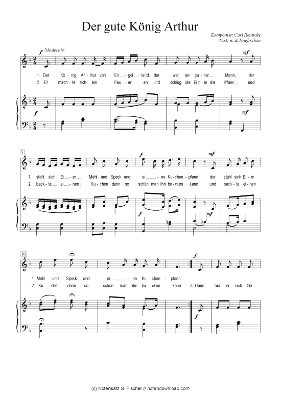 Der gute K nig Arthur (Klavier + Gesang) (Klavier  Gesang) von Carl Reinecke  n. d. Englischen