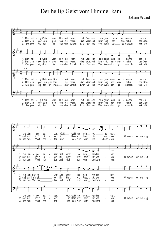 Der heilig Geist vom Himmel kam (Gemischter Chor) (Gemischter Chor) von Johann Eccard