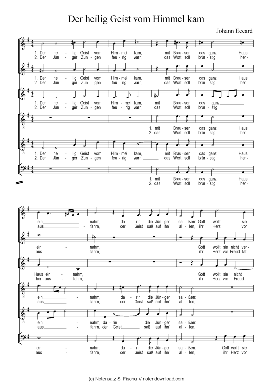 Der heilig Geist vom Himmel kam (Gemischter Chor) (Gemischter Chor) von Johann Eccard