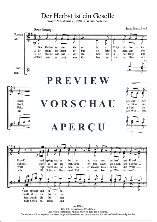Der Herbst ist ein Gesell (Gemischter Chor) (Gemischter Chor) von Franz Biebl (Chorsatz)
