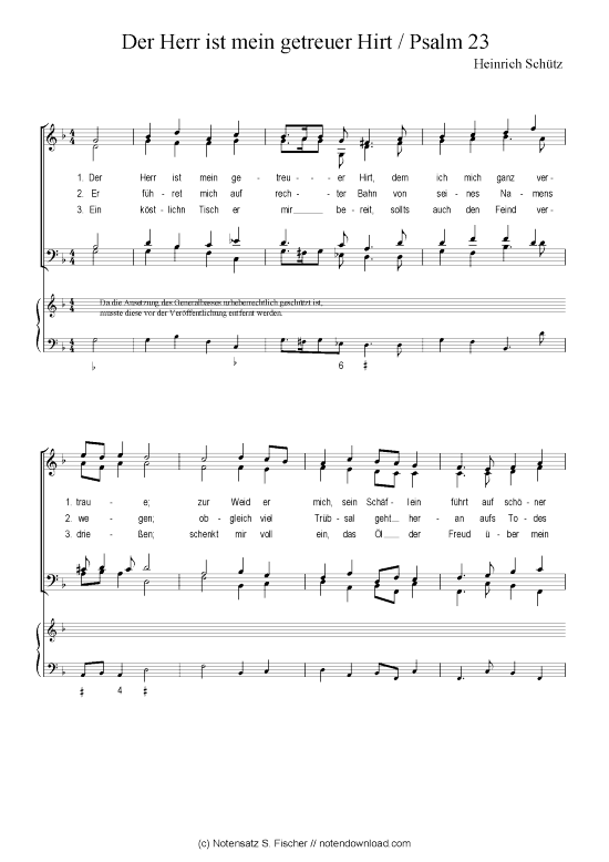 Der Herr ist mein getreuer Hirt  Psalm 23 (Gemischter Chor) (Gemischter Chor) von Heinrich Sch tz