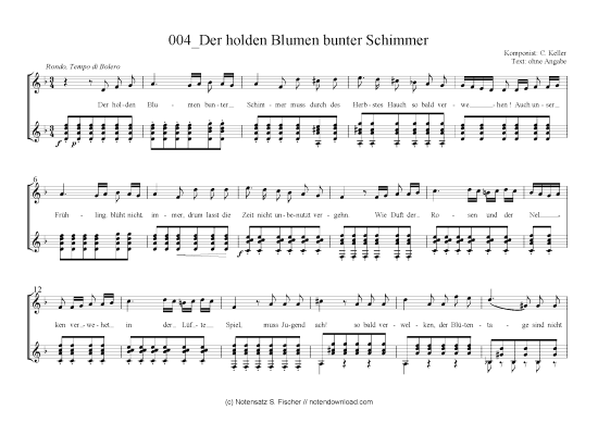 Der holden Blumen bunter Schimmer (Gitarre + Gesang) (Gitarre  Gesang) von C. Keller 