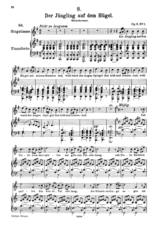 Der J uuml ngling auf dem H uuml gel D.702 (Gesang hoch + Klavier) (Klavier  Gesang hoch) von Franz Schubert