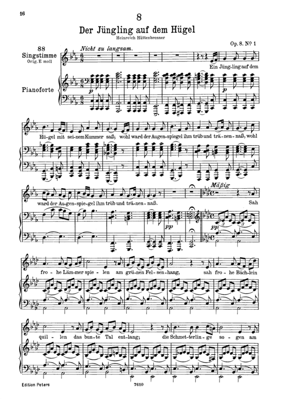 Der J uuml ngling auf dem H uuml gel D.702 (Gesang tief + Klavier) (Klavier  Gesang tief) von Franz Schubert