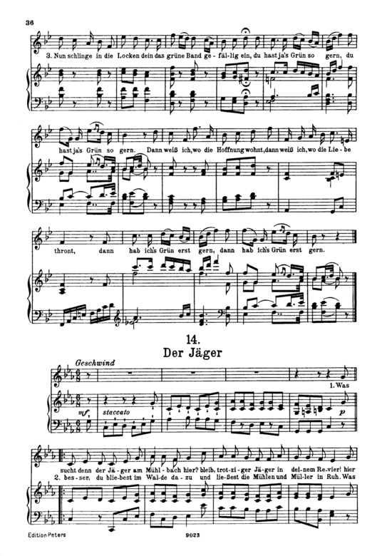 Der J ger D.795-14 (Die Sch ne M llerin) (Gesang hoch + Klavier) (Klavier  Gesang hoch) von Franz Schubert