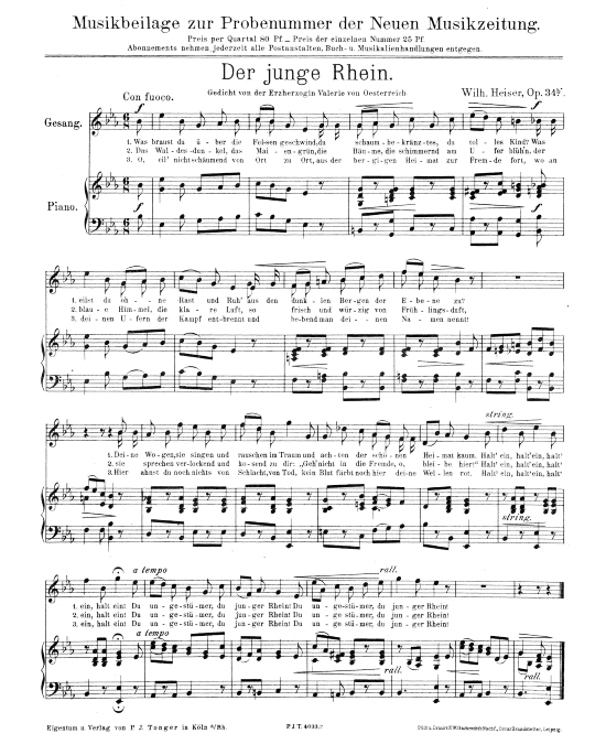 Der junge Rhein (Klavier + Gesang) (Klavier  Gesang) von Wilhelm Heiser