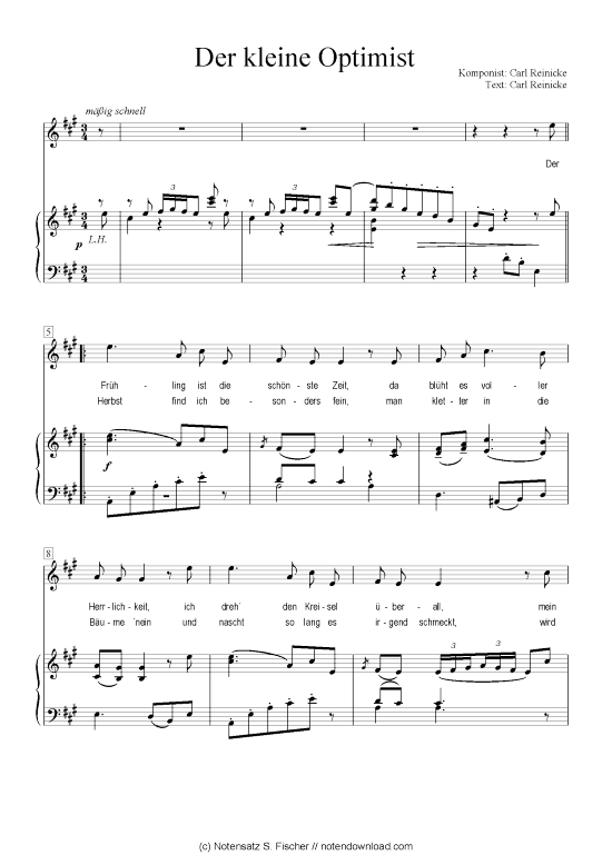 Der kleine Optimist (Klavier + Gesang) (Klavier  Gesang) von Carl Reinecke  Carl Reinecke