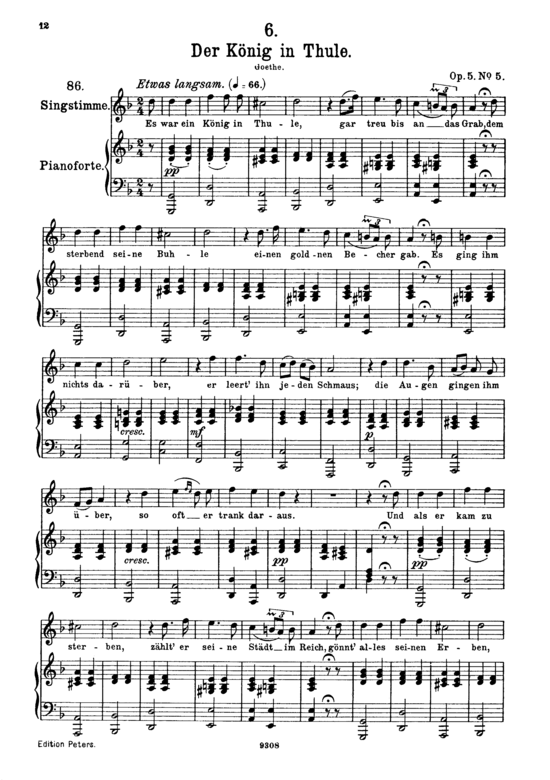 Der K nig in Thule D.367 (Gesang hoch + Klavier) (Klavier  Gesang hoch) von Franz Schubert