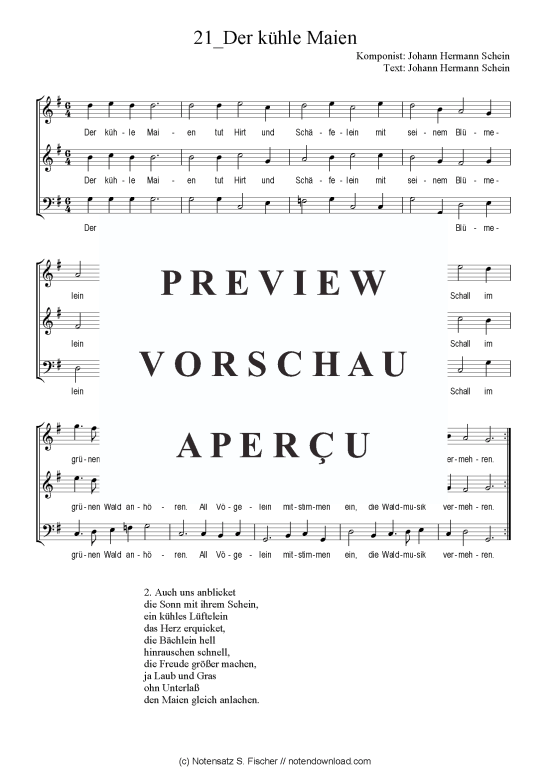 Der k hle Maien (Gemischter Chor) (Gemischter Chor) von Johann Hermann Schein  Johann Hermann Schein