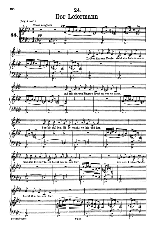 Der Leiermann D.911-24 (Winterreise) (Gesang tief + Klavier) (Klavier  Gesang tief) von Schubert Franz