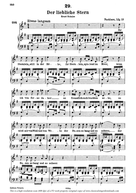 Der liebliche Stern D.861 (Gesang hoch + Klavier) (Klavier  Gesang hoch) von Franz Schubert