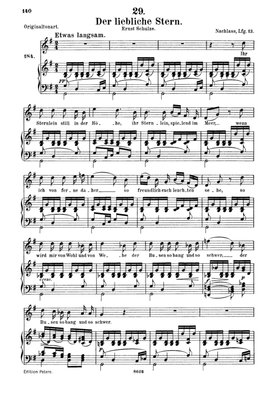 Der liebliche Stern D.861 (Gesang mittel + Klavier) (Klavier  Gesang mittel) von Franz Schubert