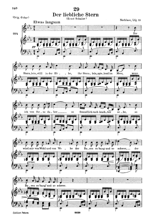 Der liebliche Stern D.861 (Gesang tief + Klavier) (Klavier  Gesang tief) von Franz Schubert