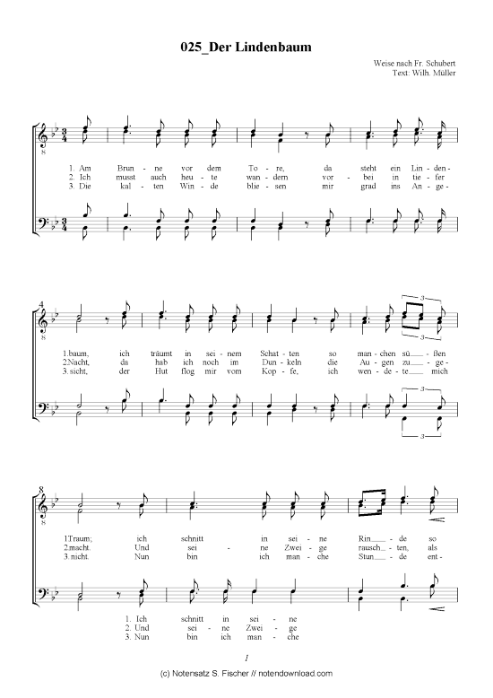 Der Lindenbaum (M nnerchor) (M nnerchor) von Weise nach Fr. Schubert  Wilh. M ller 