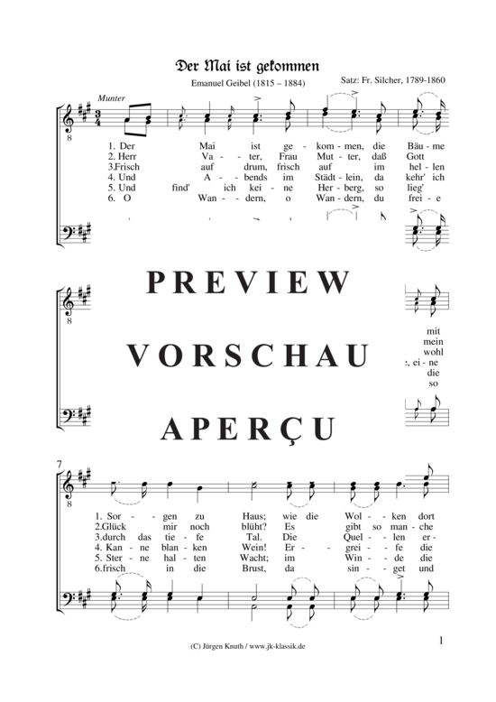 Der Mai ist gekommen (M nnerchor) (M nnerchor) von Friedrich Silcher