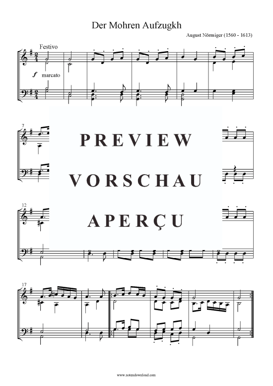 Der Mohren Aufzugkh (Orgel Klavier Solo) (Orgel Solo) von August N rmiger
