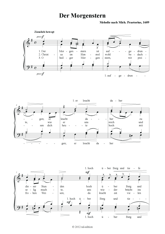 Der Morgenstern ist aufgedrungen (Gemischter Chor) (Gemischter Chor) von Michael Praetorius