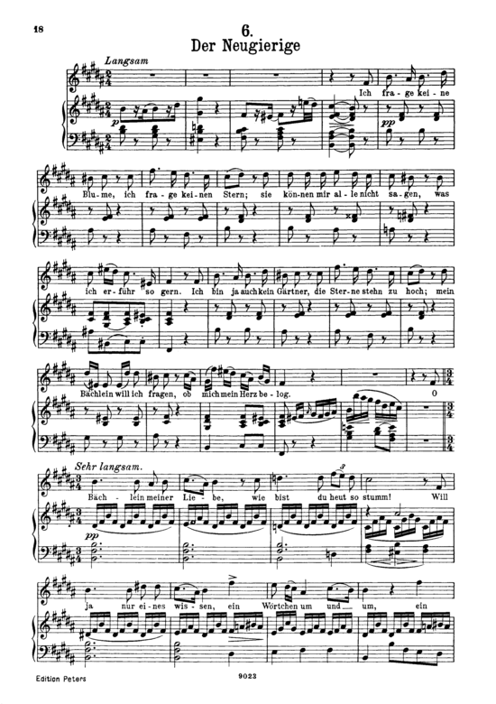 Der Neugierige D.795-6 (Die Sch ouml ne M uuml llerin) (Gesang hoch + Klavier) (Klavier  Gesang hoch) von Franz Schubert
