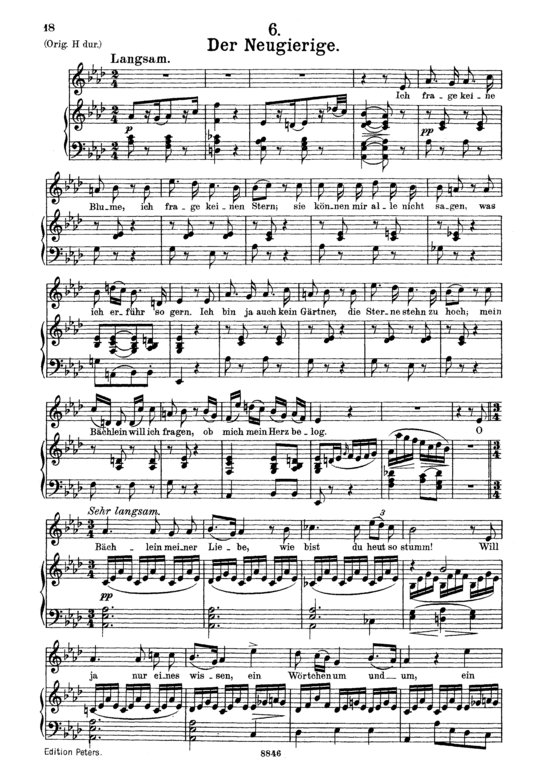 Der Neugierige D.795-6 (Die Sch ouml ne M uuml llerin) (Gesang mittel + Klavier) (Klavier  Gesang mittel) von Schubert Franz