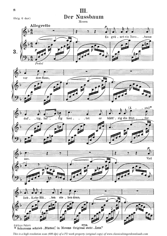Der Nussbaum Op.25 No.3 (Gesang mittel + Klavier) (Klavier  Gesang mittel) von Robert Schumann
