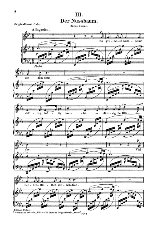 Der Nussbaum Op.25 No.3 (Gesang tief + Klavier) (Klavier  Gesang tief) von Robert Schumann