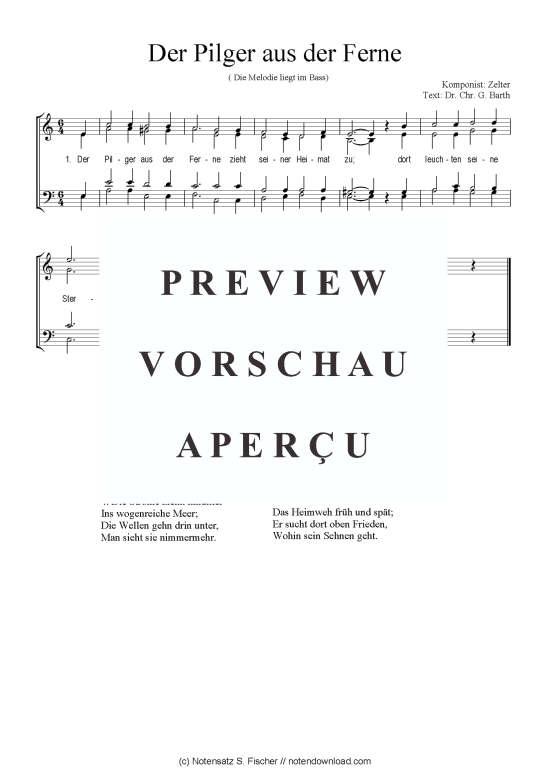 Der Pilger aus der Ferne (Gemischter Chor) (Gemischter Chor) von Zelter  Dr. Chr. G. Barth 