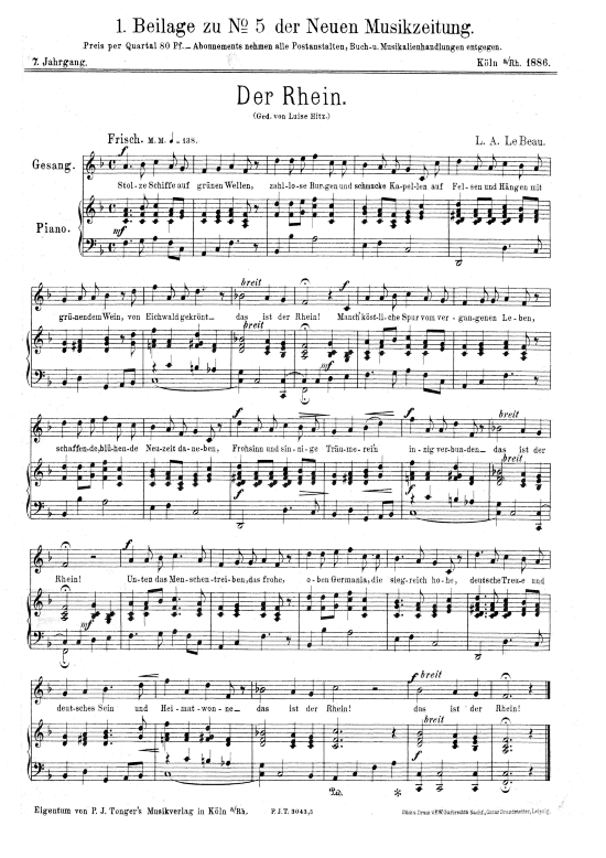 Der Rhein (Klavier + Gesang) (Klavier  Gesang) von Luise Adolpha Le Beau