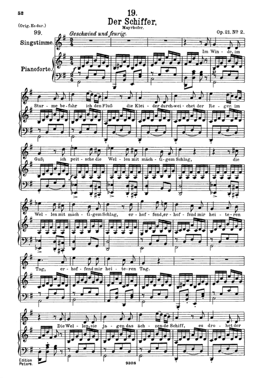 Der Schiffer D.536 (Gesang hoch + Klavier) (Klavier  Gesang hoch) von Franz Schubert