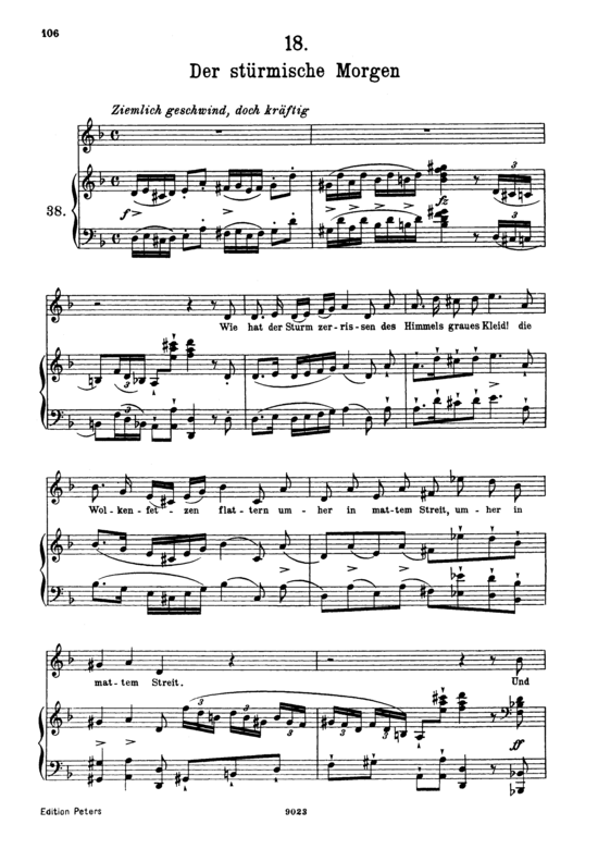 Der st uuml rmische Morgen D.911-18 (Winterreise) (Gesang hoch + Klavier) (Klavier  Gesang hoch) von Franz Schubert