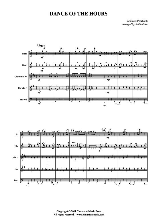 Der Tanz der Stunden (Holzbl auml serquintett) (Quintett (Holzbl ser)) von Amilcare Ponchielli