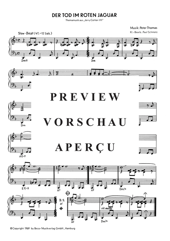 Der Tod im Roten Jaguar (Klavier Solo) (Klavier Solo) von Titelmusik aus Jerry Cotton VII (Film) (1965)