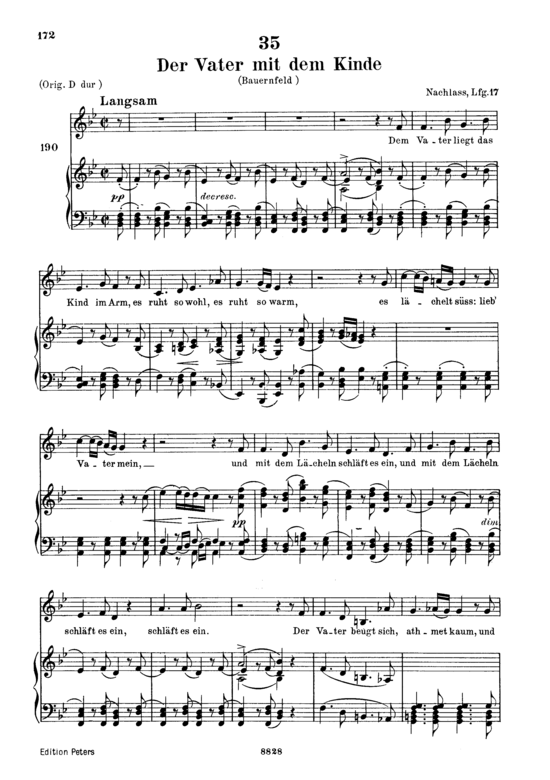 Der Vater mit dem Kinde D.906 (Gesang tief + Klavier) (Klavier  Gesang tief) von Franz Schubert