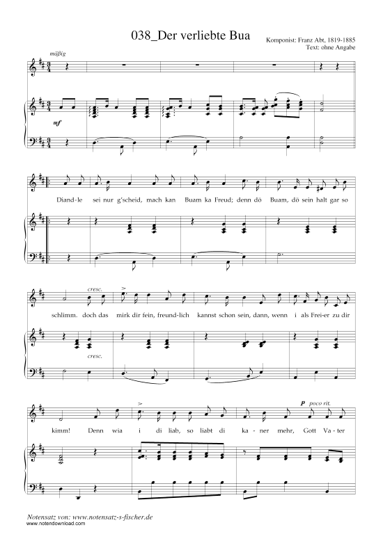 Der verliebte Bua (Klavier + Gesang) (Klavier  Gesang) von Franz Abt (1819-1885)