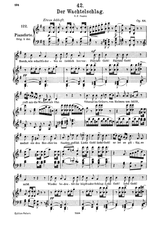 Der Wachtelschlag D.742 (Gesang mittel + Klavier) (Klavier  Gesang mittel) von Franz Schubert