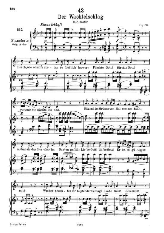 Der Wachtelschlag D.742 (Gesang tief + Klavier) (Klavier  Gesang tief) von Franz Schubert