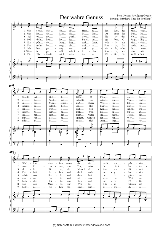 Der wahre Genuss (Klavier + Gesang) (Klavier  Gesang) von Goethes Leipziger Liederbuch