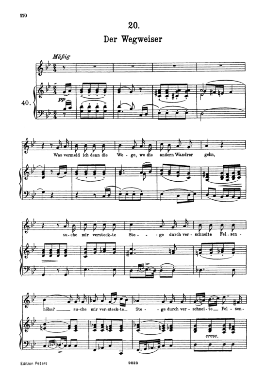 Der Wegweiser D.911-20 (Winterreise) (Gesang hoch + Klavier) (Klavier  Gesang hoch) von Franz Schubert
