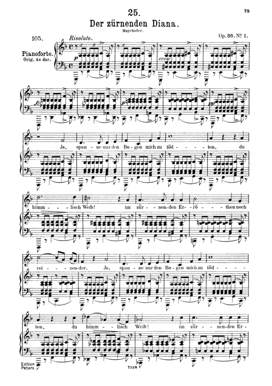 Der z uuml rnenden Diana D.707 (Gesang mittel + Klavier) (Klavier  Gesang mittel) von Franz Schubert