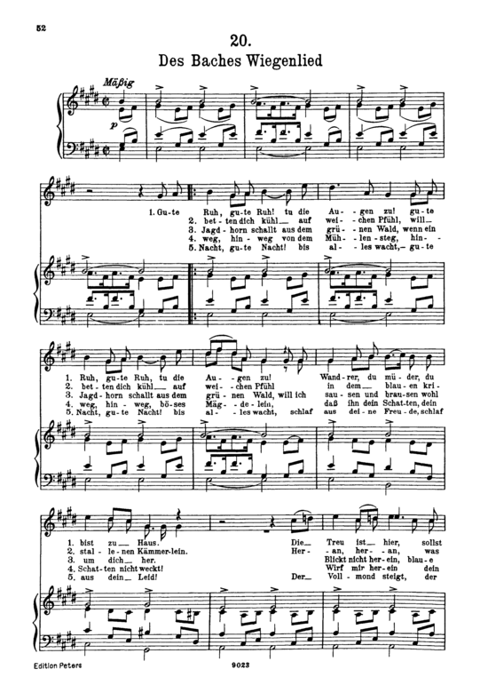 Des Baches Wiegenlied D.795-20 (Die sch ouml ne M uuml llerin) (Gesang hoch + Klavier) (Klavier  Gesang hoch) von Franz Schubert