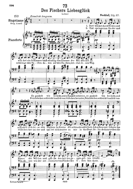 Des Fischers Liebesgl uuml ck D.933 (Gesang tief + Klavier) (Klavier  Gesang tief) von Franz Schubert