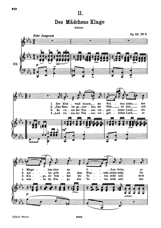 Des M auml dchens Klage D.191 (Gesang hoch + Klavier) (Klavier  Gesang hoch) von Franz Schubert