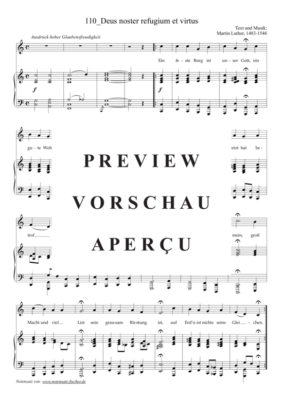 Deus noster refugium et virtus (Gesang + Klavier) (Klavier  Gesang) von Aus Lahrer Kommersbuch Klavierausgabe Band 2