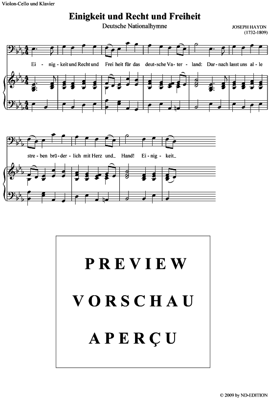 Deutsche Nationalhymne (Cello + Klavier) (Klavier  Violoncello) von Joseph Haydn