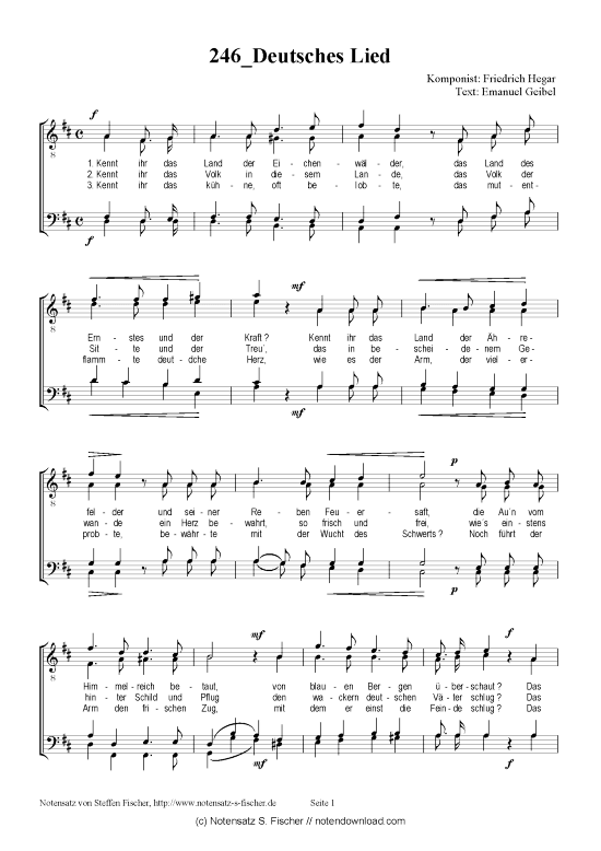 Deutsches Lied (M nnerchor) (M nnerchor) von Friedrich Hegar  Emanuel Geibel 