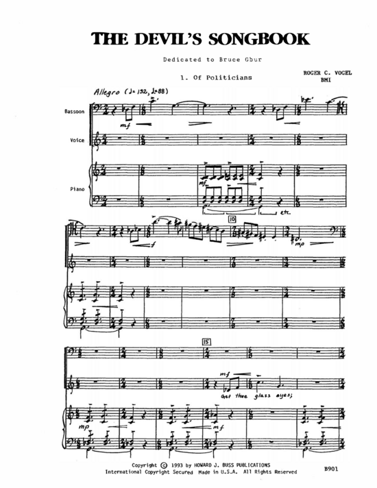 Devil s Songbook The (mittlere oder hohe Stimme Fagott (oder Cello oder Kontrabass) und Klavier) (Trio (Klavier  2 St.)) von Roger C. Vogel