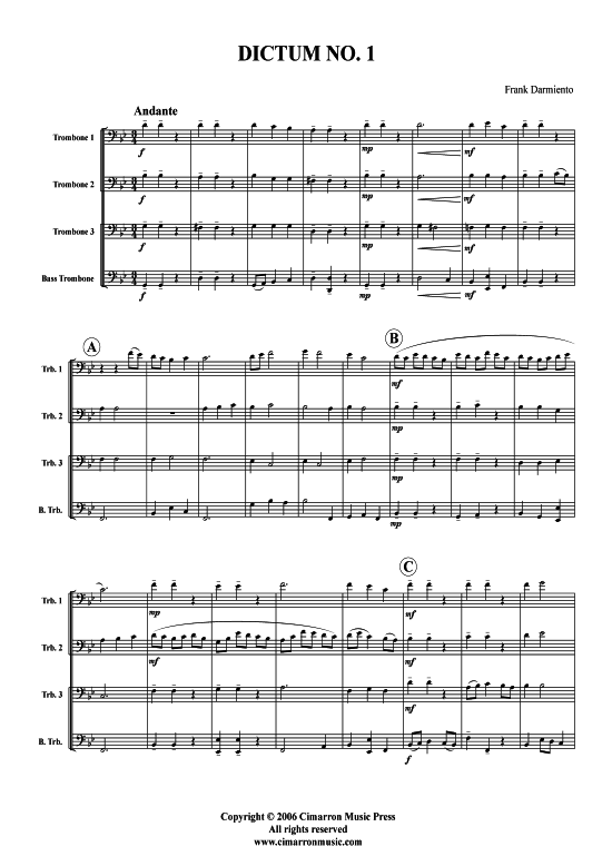 Dictum Nr. 1 (Posaunen-Quartett) (Quartett (Posaune)) von Frank Darmiento