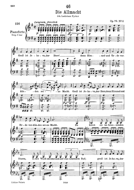 Die Allmacht D.852 (Gesang tief + Klavier) (Klavier  Gesang tief) von Franz Schubert