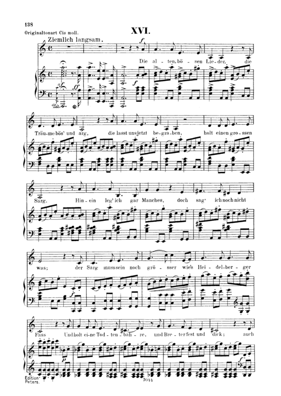 Die alten b ouml sen Lieder Op.48 No.16 (Gesang tief + Klavier) (Klavier  Gesang tief) von Robert Schumann