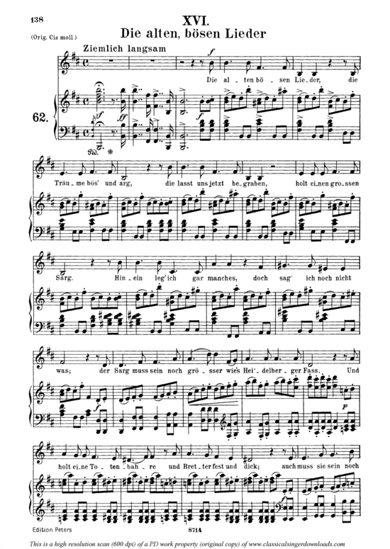 Die alten b sen Lieder Op.48 No.16 (Gesang mittel + Klavier) (Klavier  Gesang mittel) von Robert Schumann