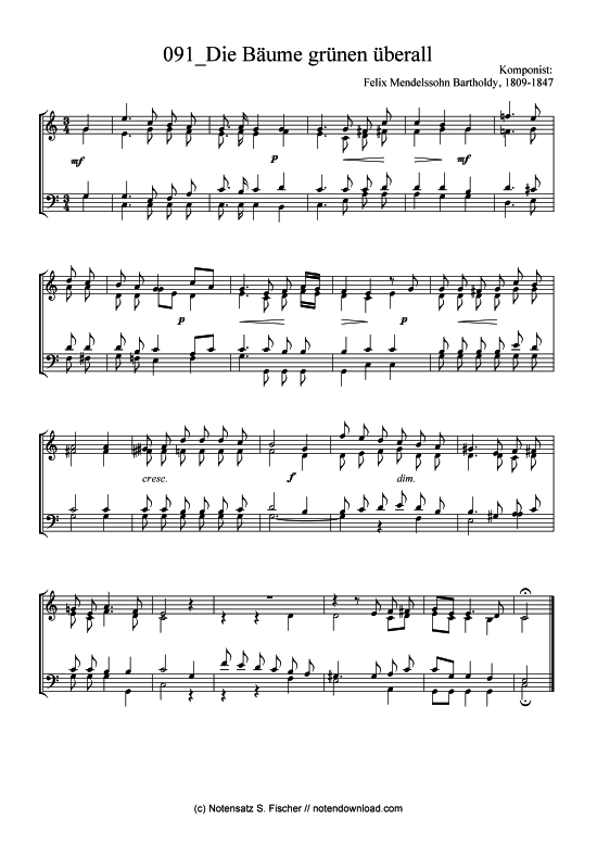 Die B ume gr nen berall (Posaunenchor) (Posaunenchor) von Felix Mendelssohn Bartholdy 1809-1847